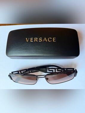 Versace Unisex Rectangular Logo Cutout Sunglasses VE2257